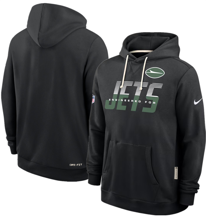 Men's New York Jets Black Sideline Standard Issue Top Prospect Dri-FIT Hoodie